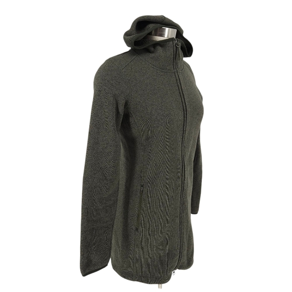 LL Bean Sweater Fleece Jacket Shadow Green Long Sleeve Full Zip Hooded Coat XS - Picture 3 of 7